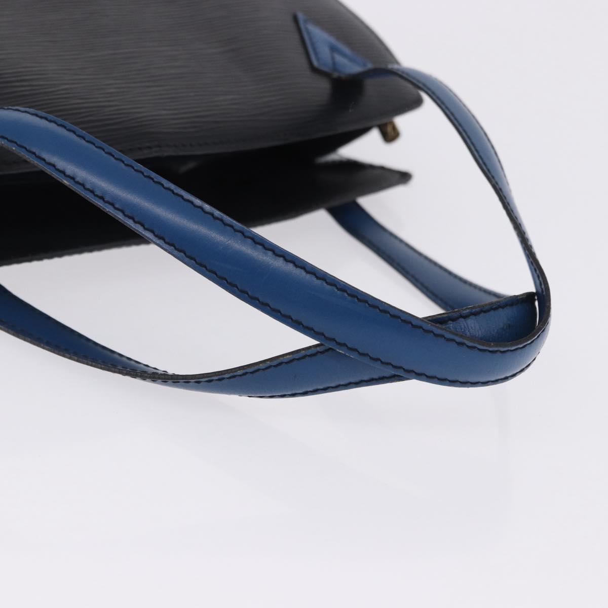 LOUIS VUITTON Epi Bicolor Varenne Hand Bag Black Blue M52385 LV Auth bs37031
