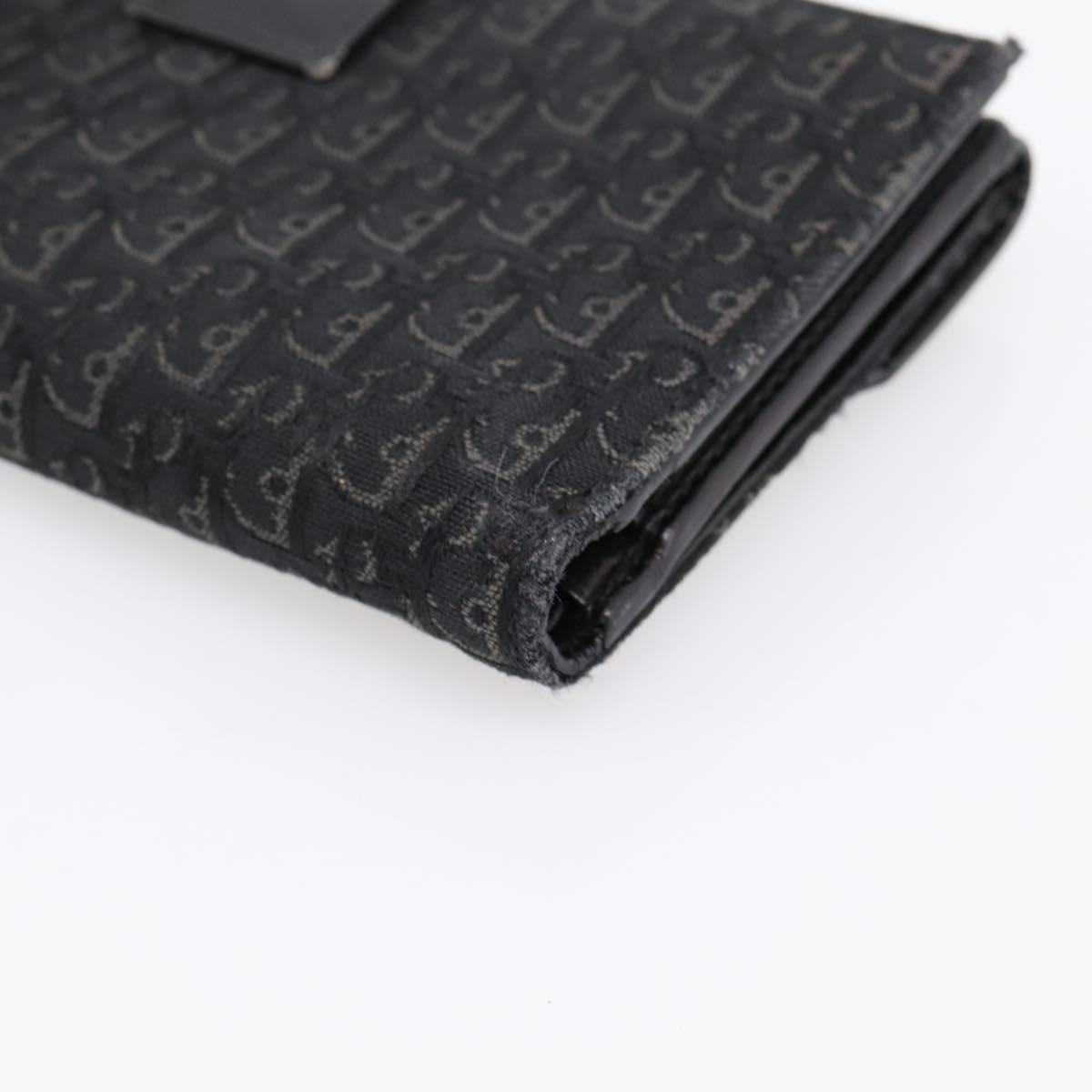 Christian Dior Trotter Canvas Bifold Wallet Silver Black Auth bs37038