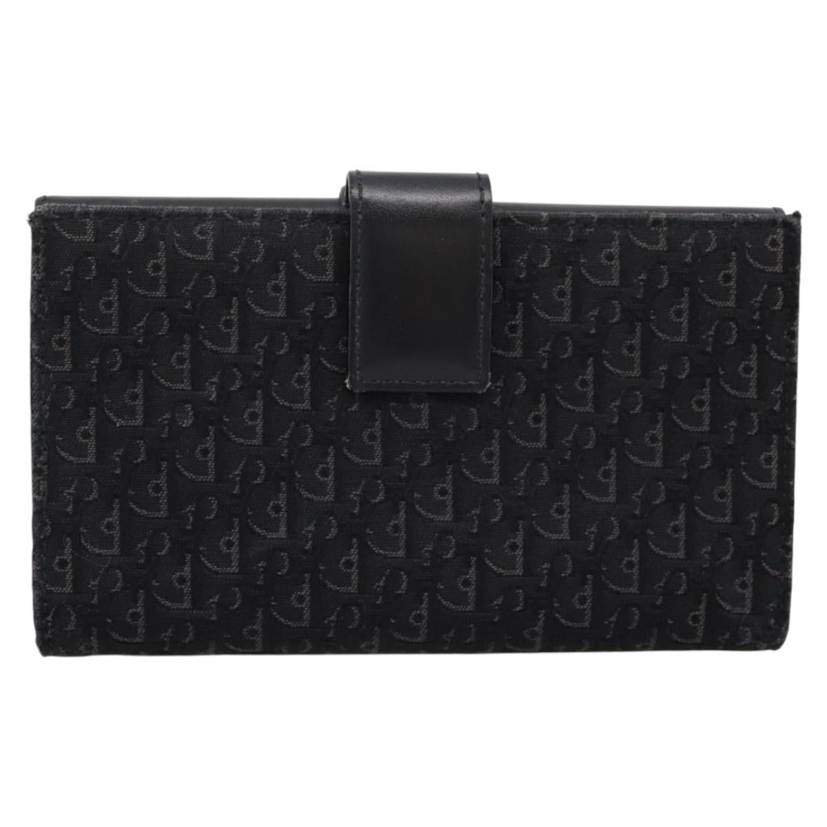 Christian Dior Trotter Canvas Bifold Wallet Silver Black Auth bs37038