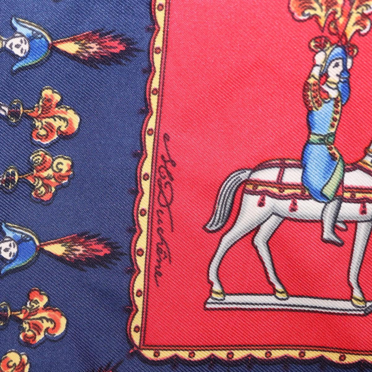 HERMES Carre 90 Scarf Silk Red Auth bs37042