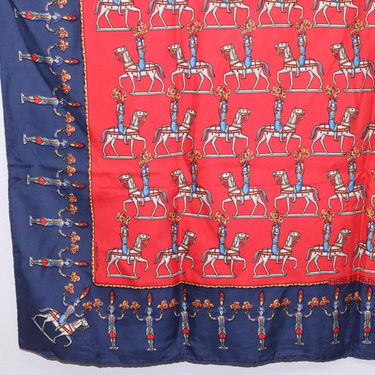 HERMES Carre 90 Scarf Silk Red Auth bs37042