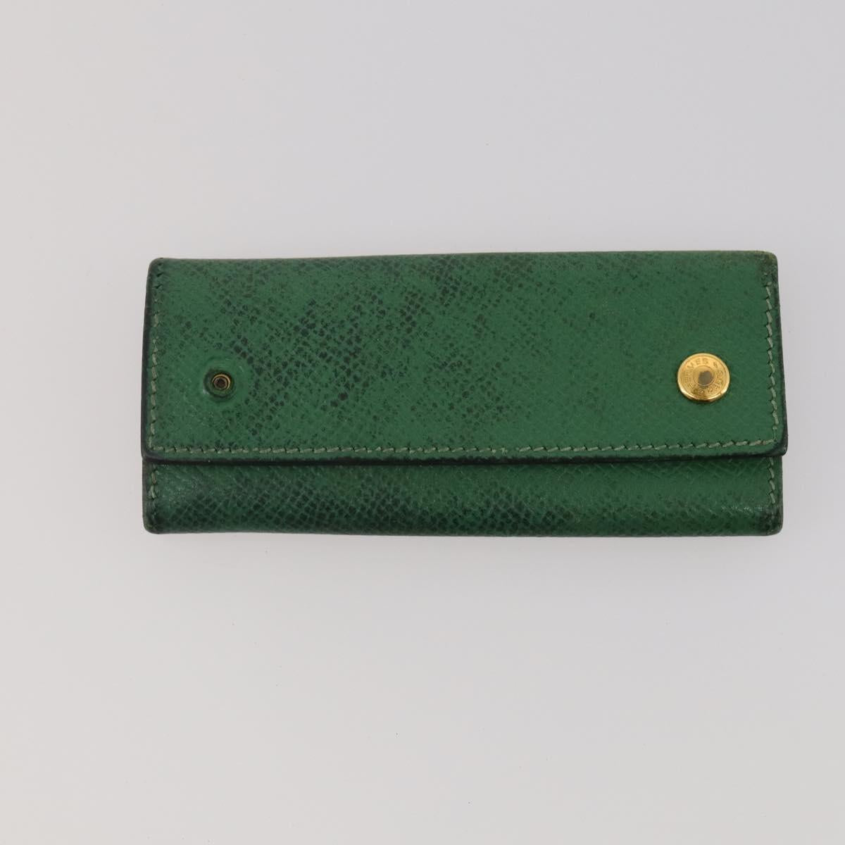 HERMES Wallet Leather Canvas 4 Set White Pink Green Auth bs37043