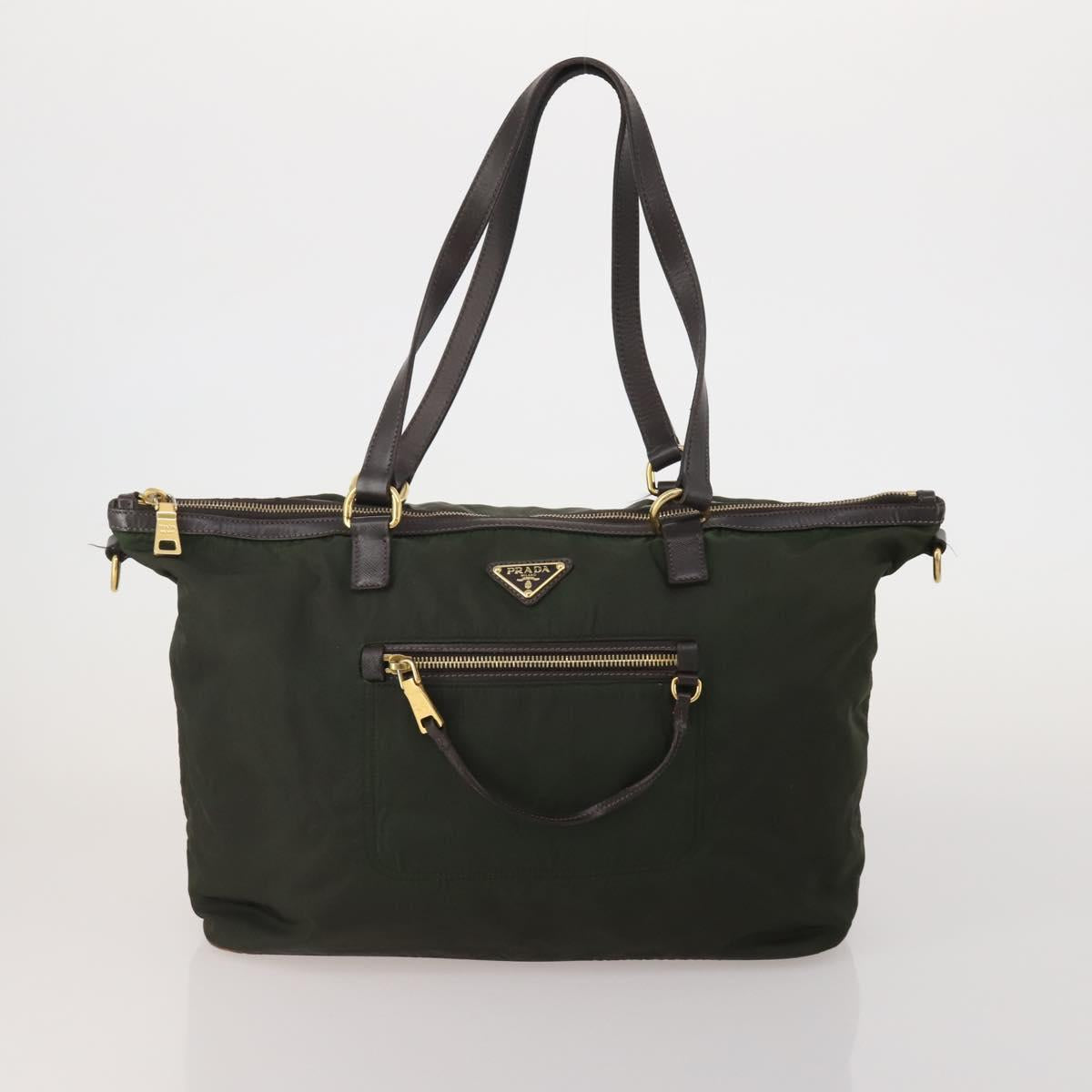 PRADA Hand Bag Nylon 3 Set Green Pink Auth bs37044