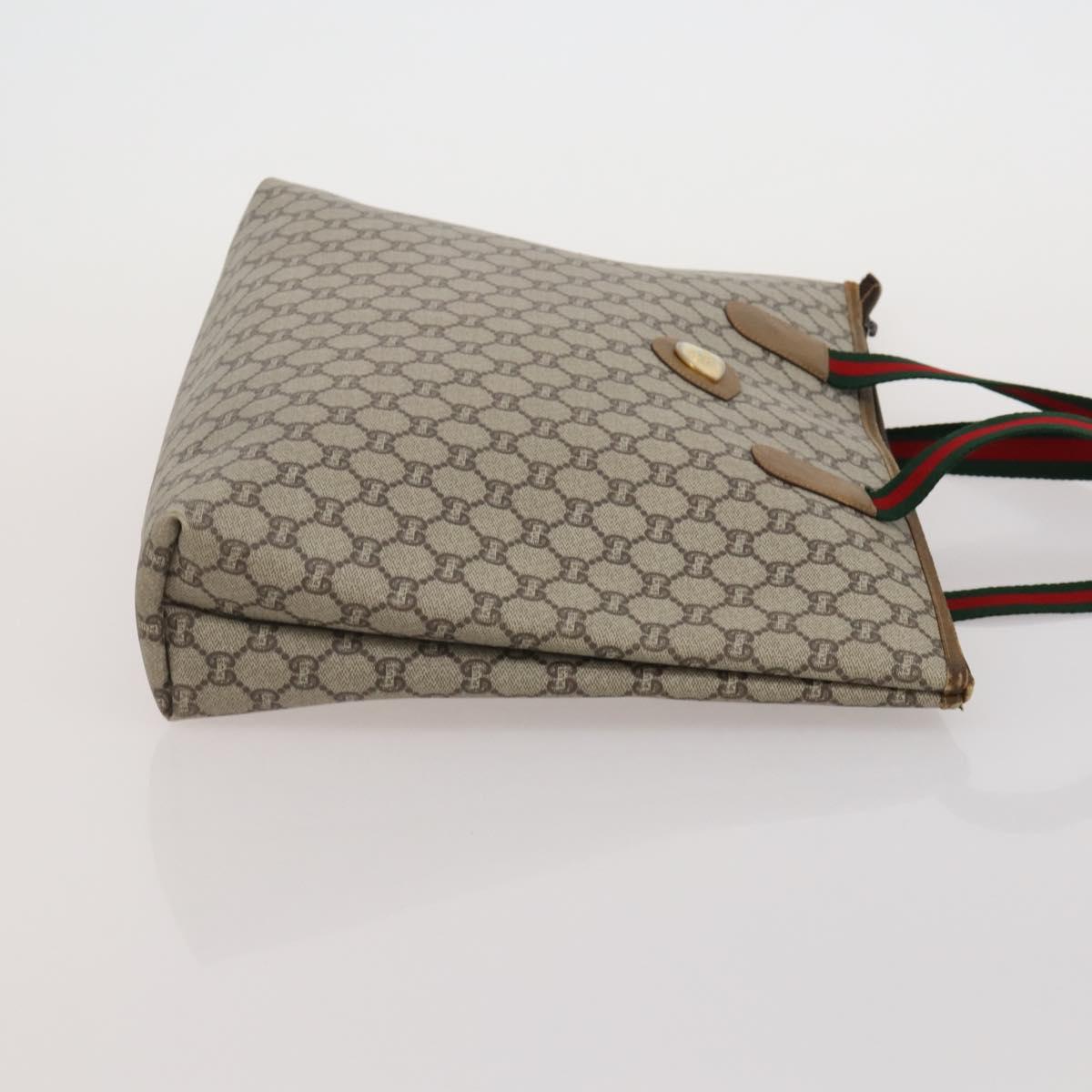 GUCCI GG Supreme Web Sherry Line Hand Bag PVC 3 Set Beige Auth bs37046
