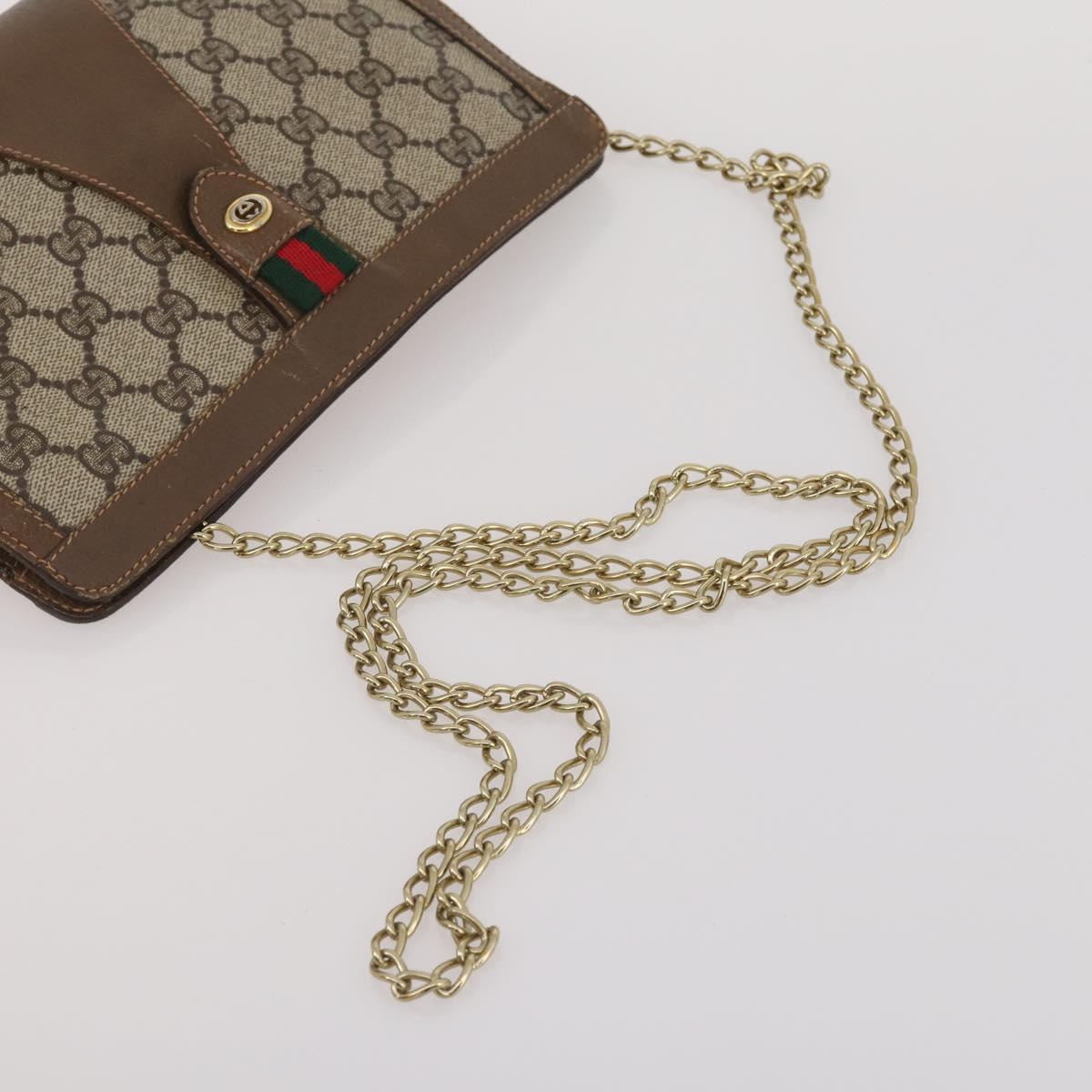 GUCCI GG Supreme Web Sherry Line Hand Bag PVC 3 Set Beige Auth bs37046