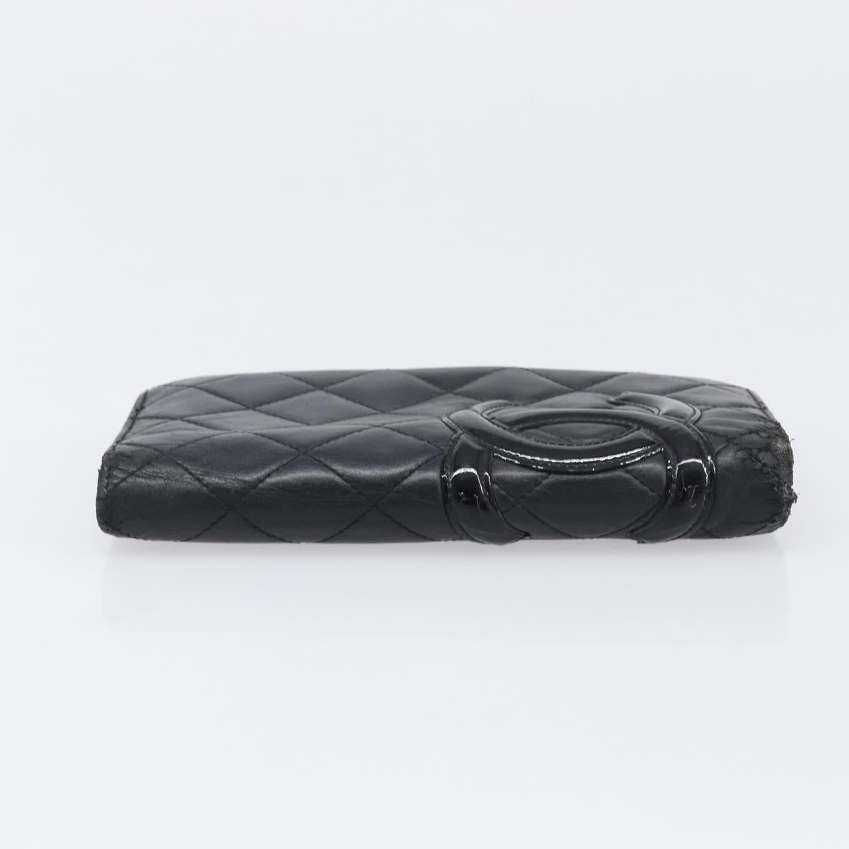 CHANEL Wallet Leather 2 Set Black CC Auth bs37048