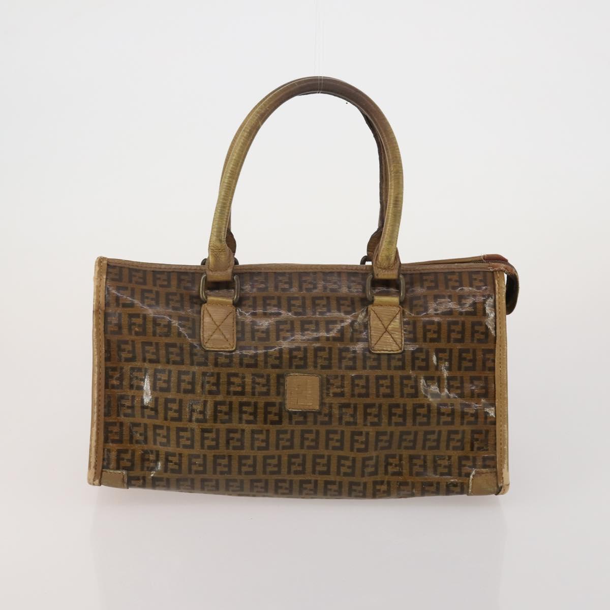 FENDI Tote Bag Coated Canvas Leather Nylon 4 Set Beige Black Brown Auth bs37049