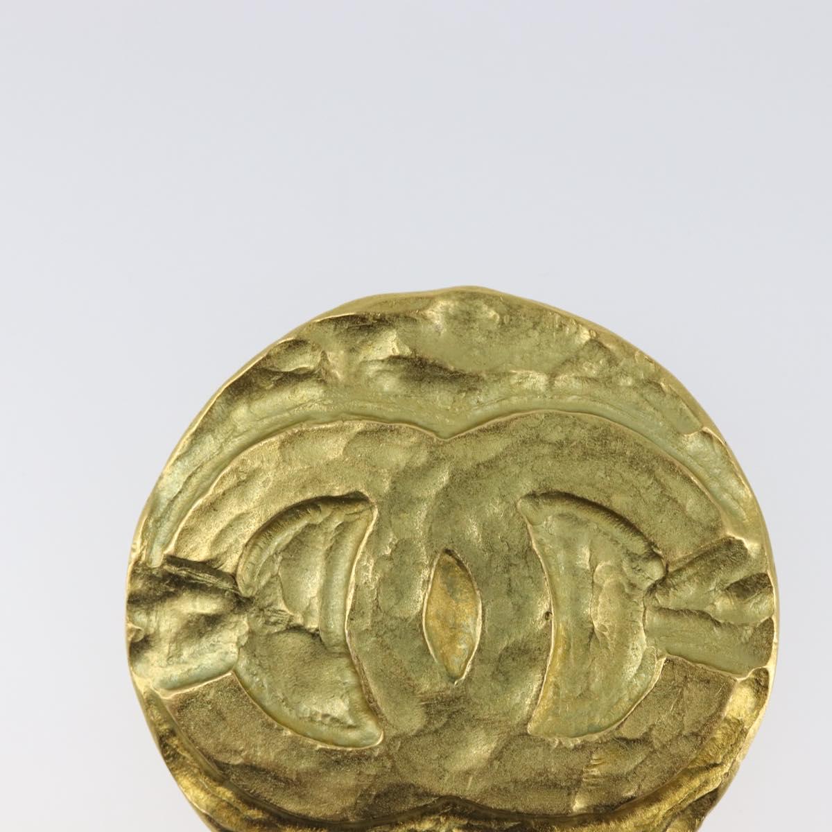 CHANEL Brooch Metal Gold Tone CC Auth bs37050V