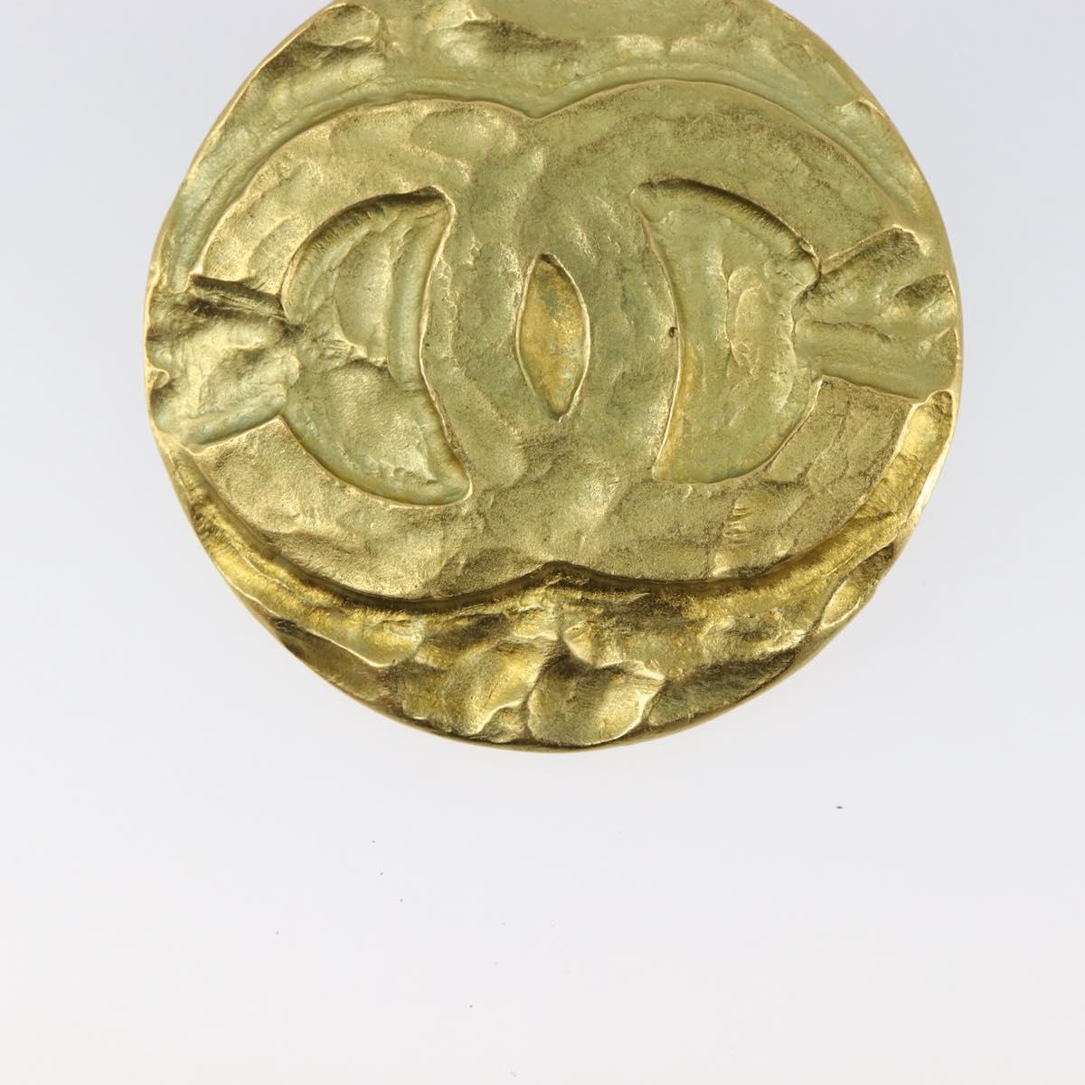 CHANEL Brooch Metal Gold Tone CC Auth bs37050V