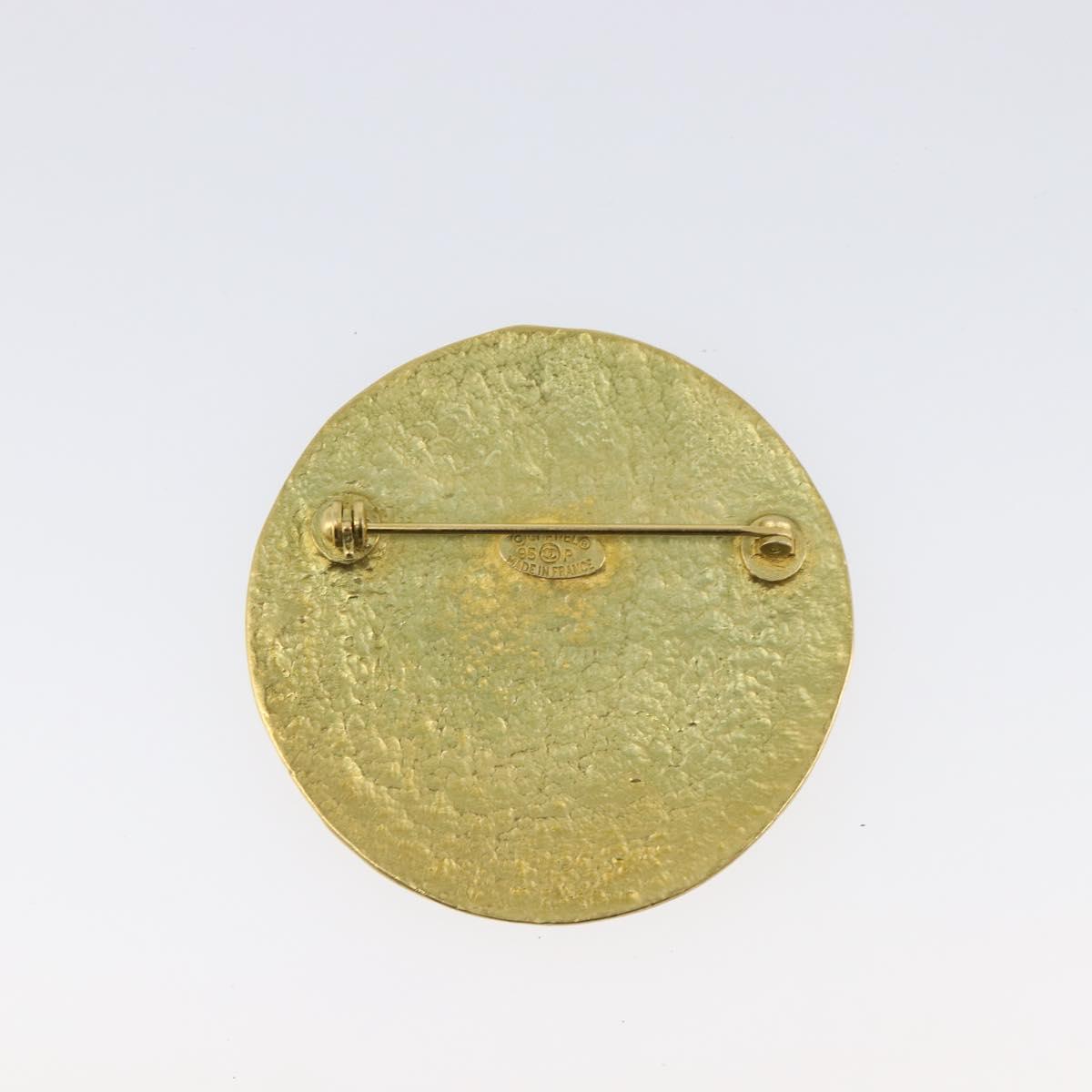 CHANEL Brooch Metal Gold Tone CC Auth bs37050V