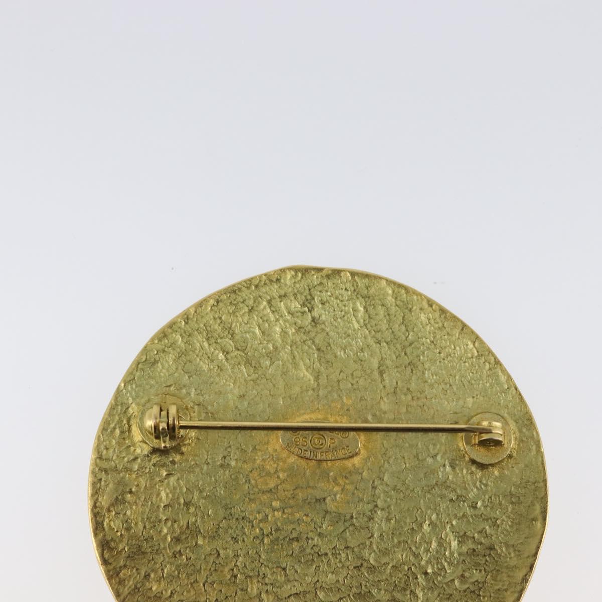 CHANEL Brooch Metal Gold Tone CC Auth bs37050V
