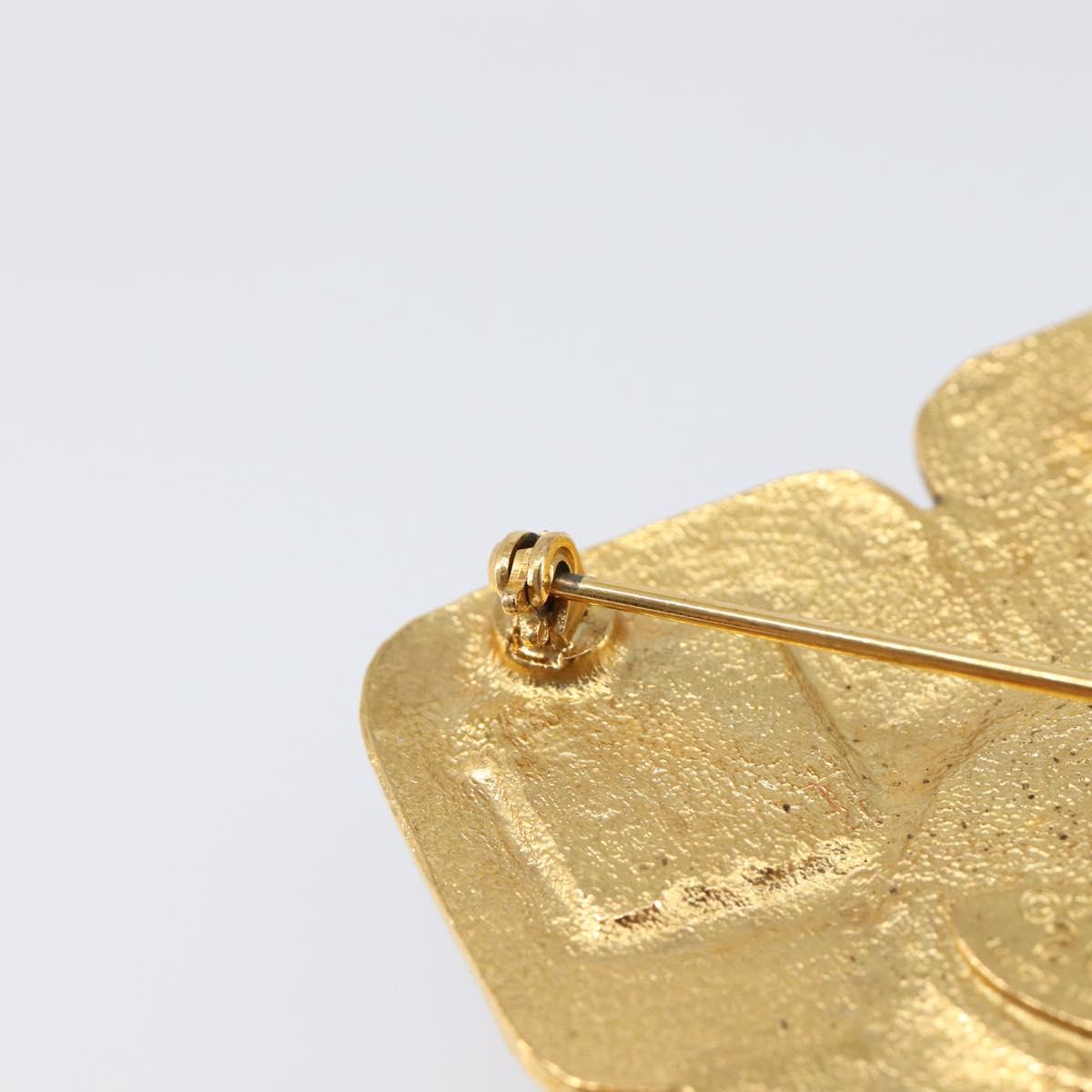 CHANEL Brooch Metal Gold Tone CC Auth bs37051M