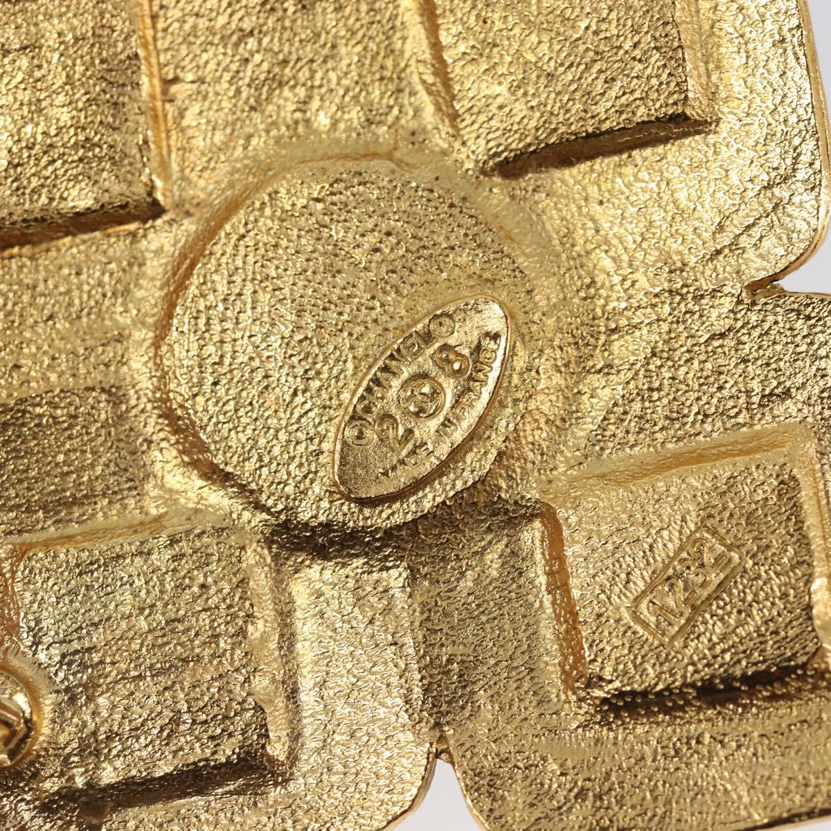 CHANEL Brooch Metal Gold Tone CC Auth bs37051M
