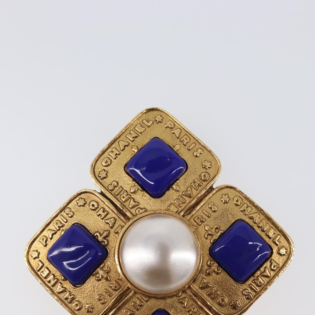 CHANEL Brooch Metal Gold Tone CC Auth bs37051M