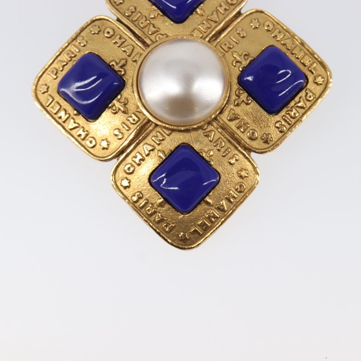 CHANEL Brooch Metal Gold Tone CC Auth bs37051M