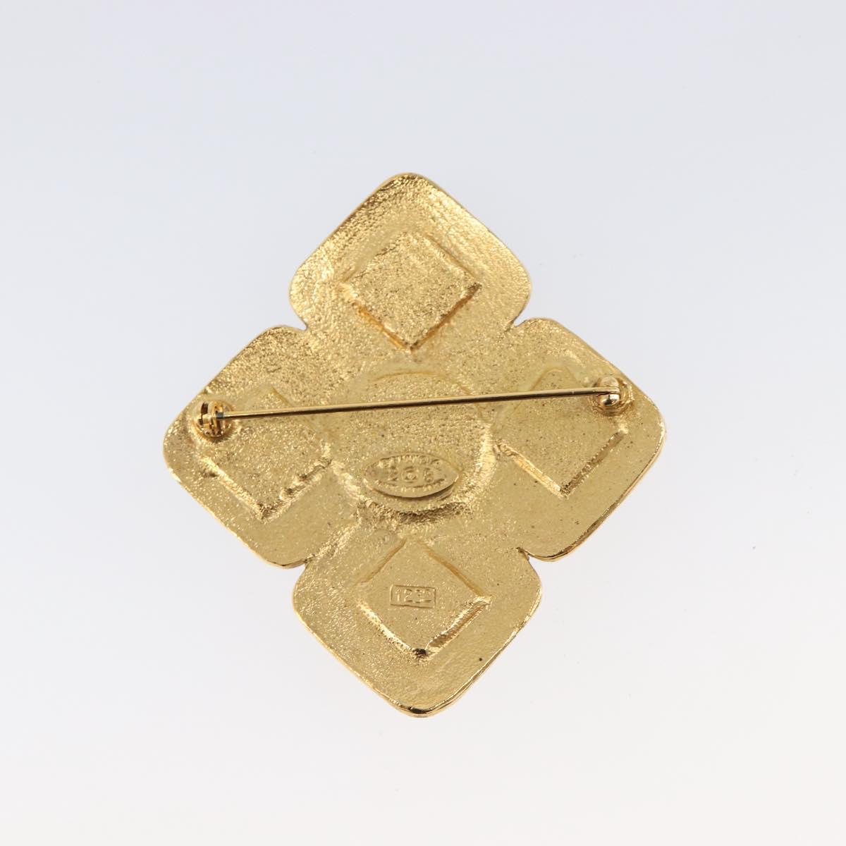 CHANEL Brooch Metal Gold Tone CC Auth bs37051M