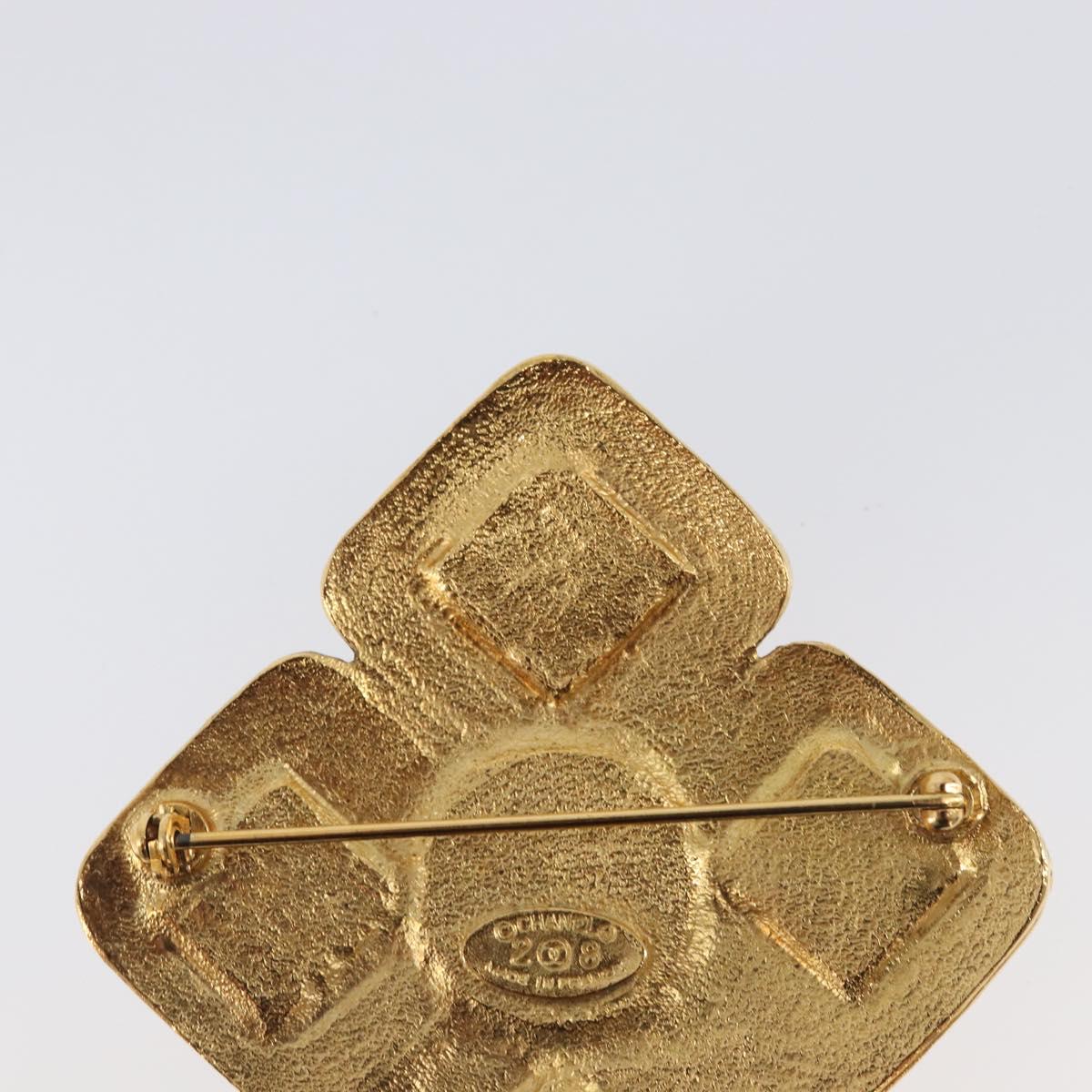 CHANEL Brooch Metal Gold Tone CC Auth bs37051M