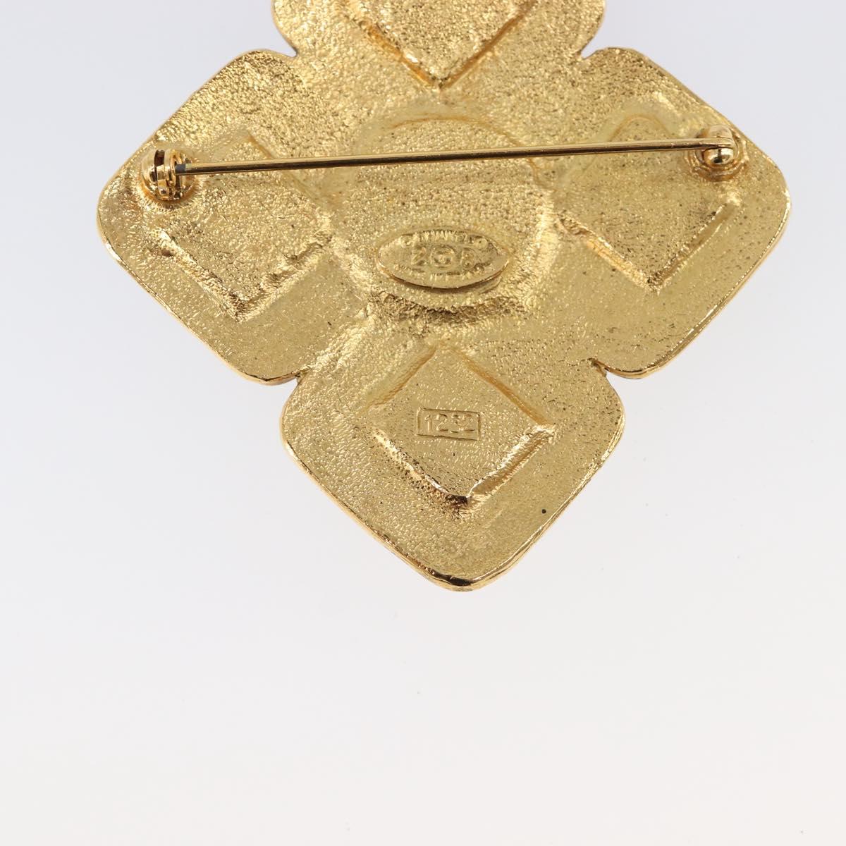 CHANEL Brooch Metal Gold Tone CC Auth bs37051M