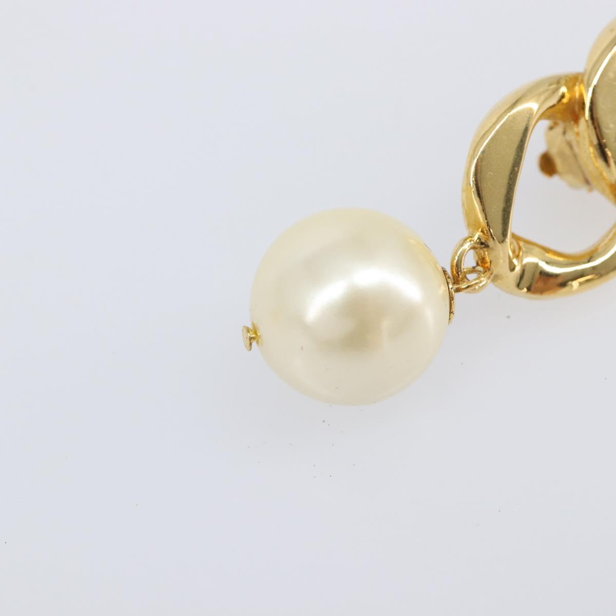 CHANEL Earring metal Gold Tone CC Auth bs37052