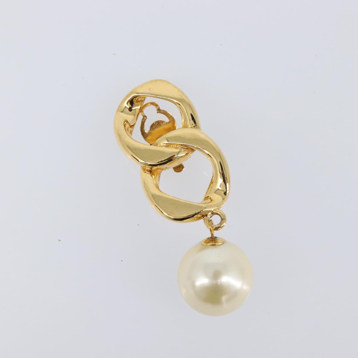 CHANEL Earring metal Gold Tone CC Auth bs37052