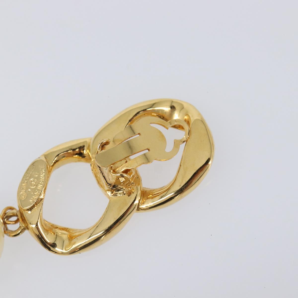 CHANEL Earring metal Gold Tone CC Auth bs37052
