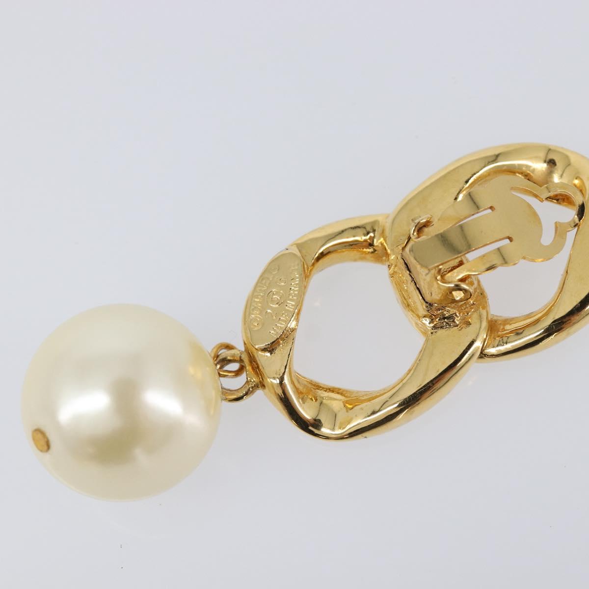 CHANEL Earring metal Gold Tone CC Auth bs37052