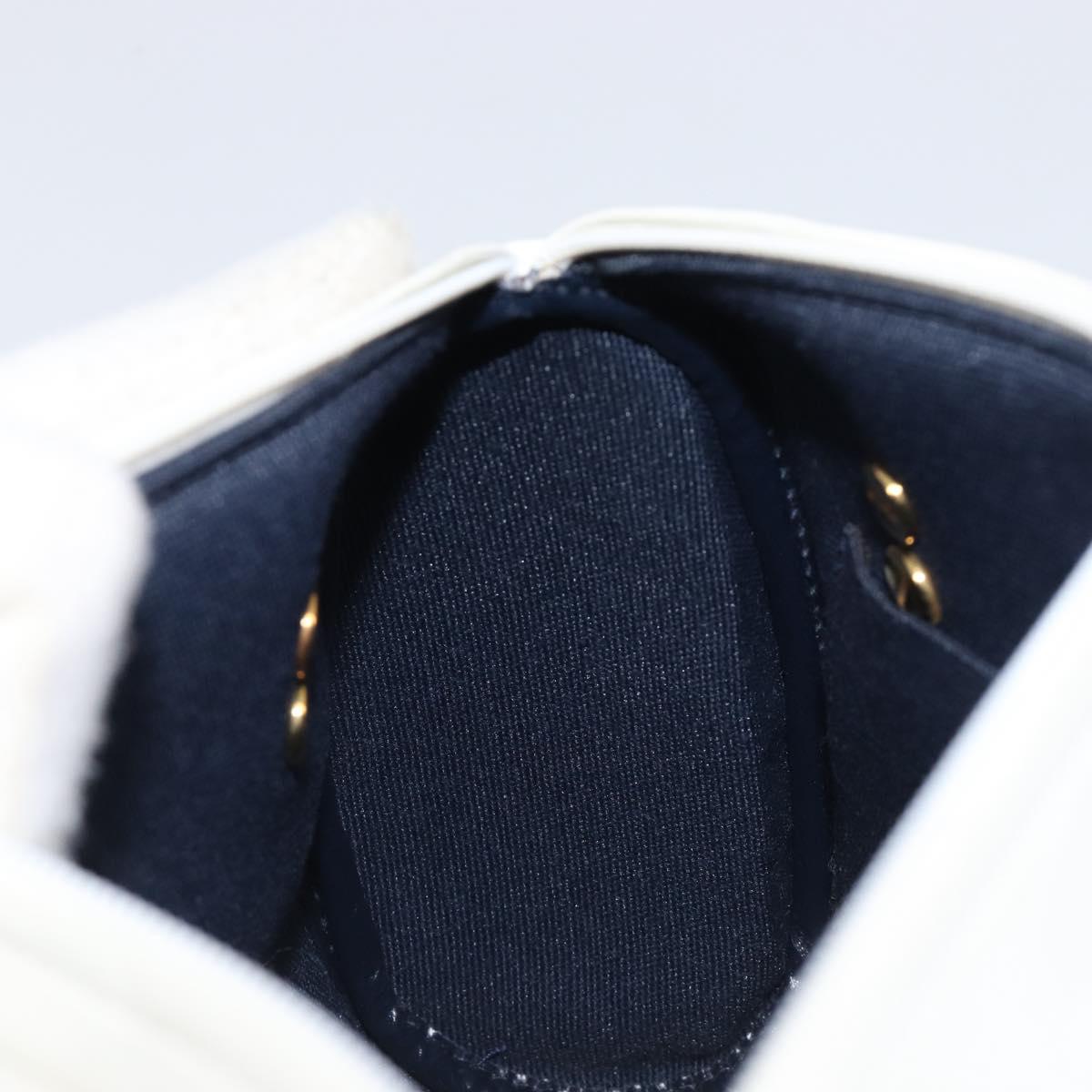 Christian Dior Chain Shoulder Bag Leather White Gold Tone Auth bs37056A