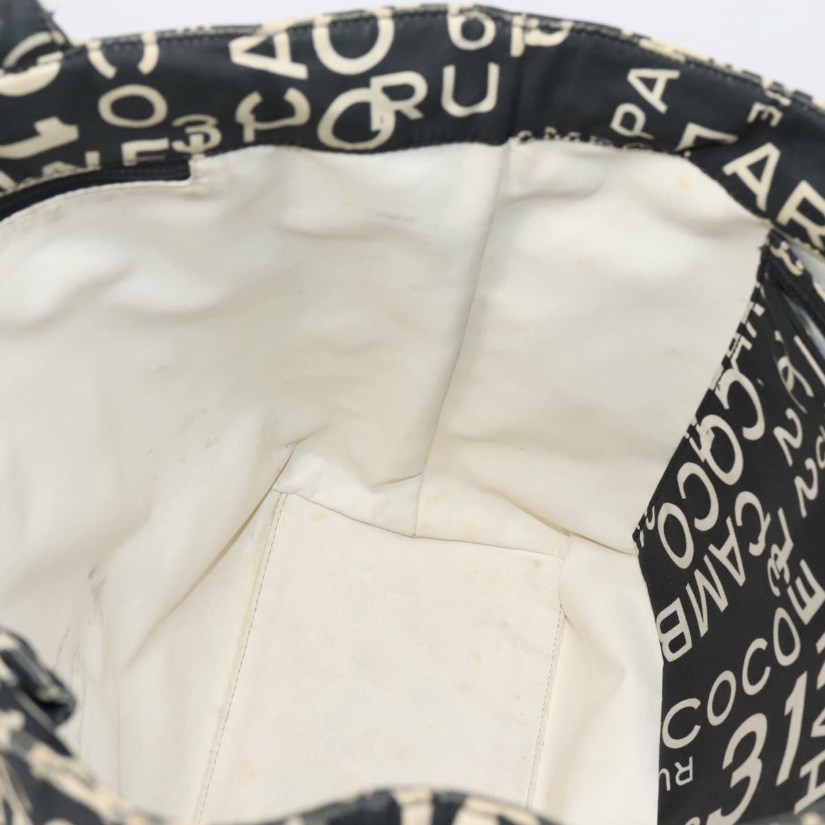 CHANEL Bysy Line Tote Bag Canvas Black White CC Auth bs37061