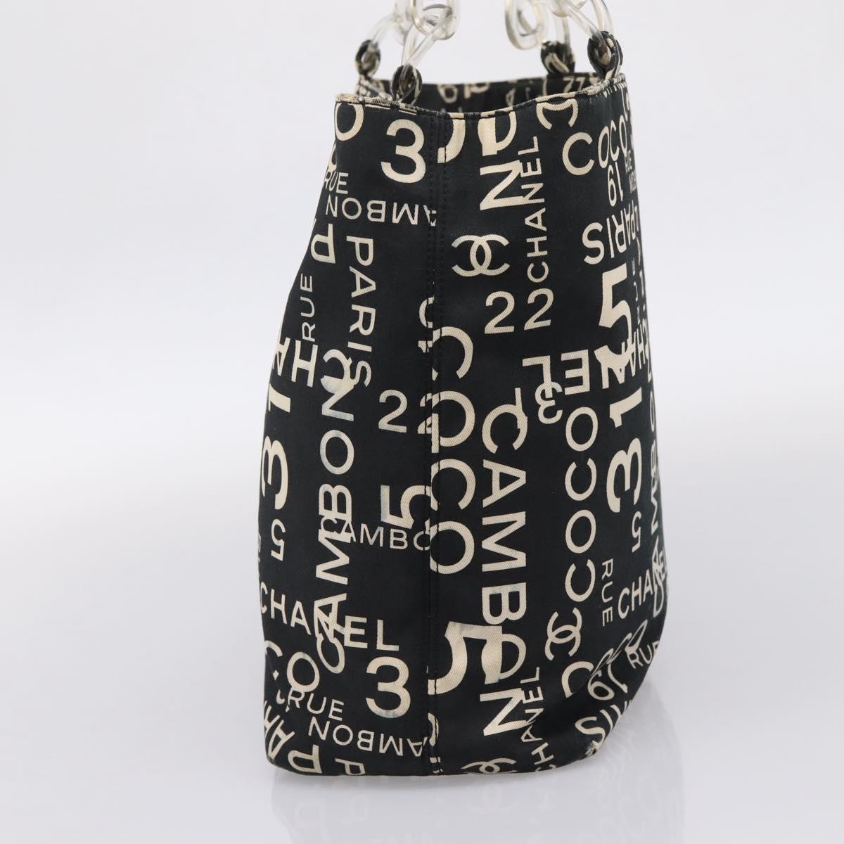 CHANEL Bysy Line Tote Bag Canvas Black White CC Auth bs37061