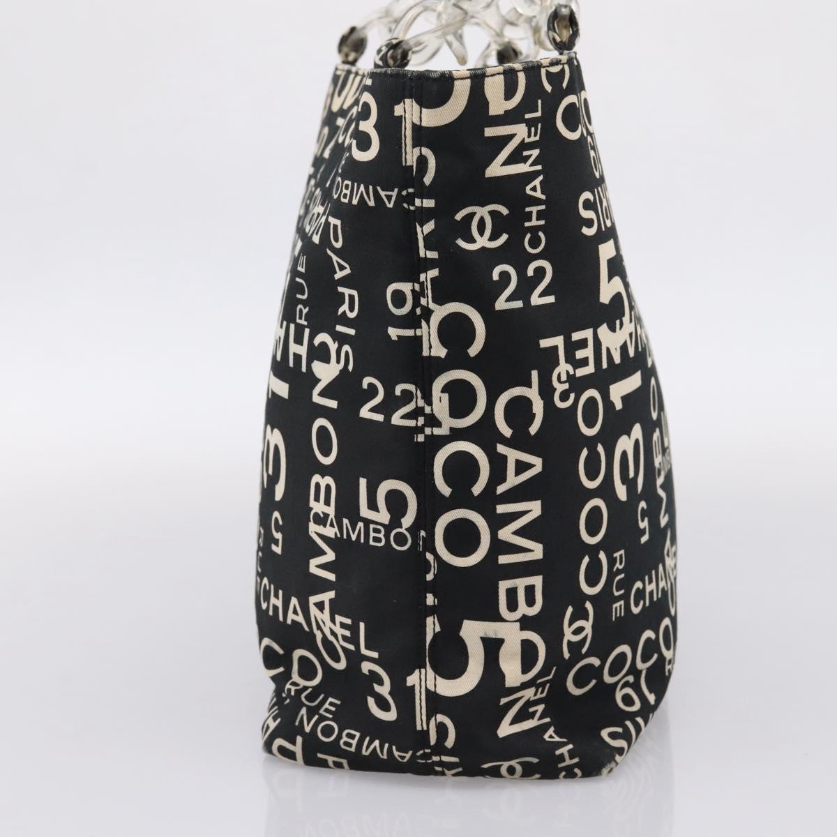CHANEL Bysy Line Tote Bag Canvas Black White CC Auth bs37061