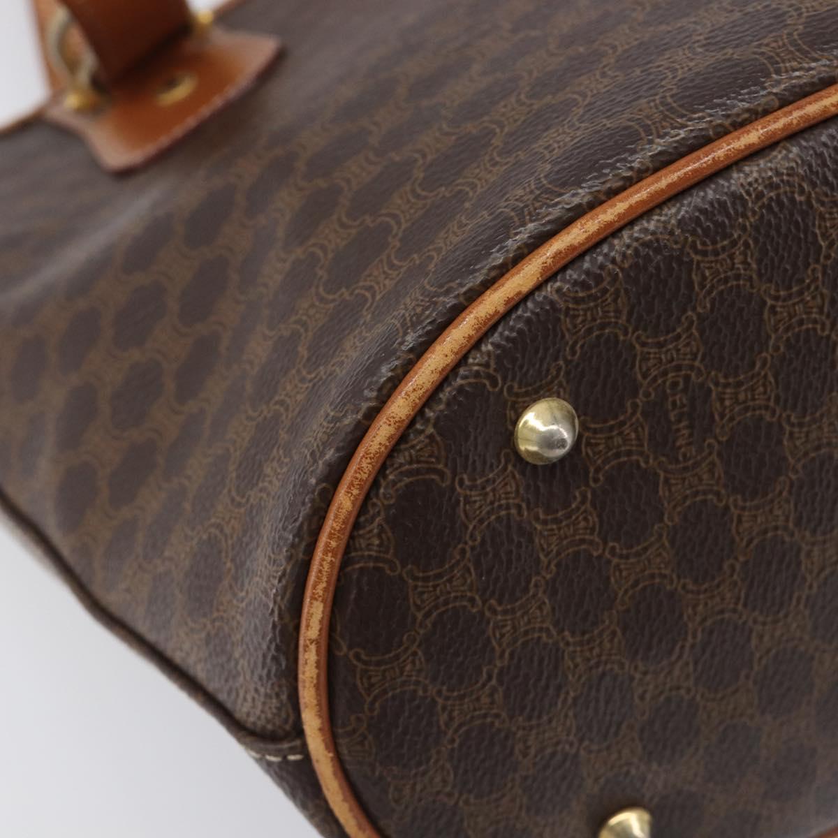 CELINE Macadam Tote Bag PVC Leather Brown Gold Tone Auth bs37063