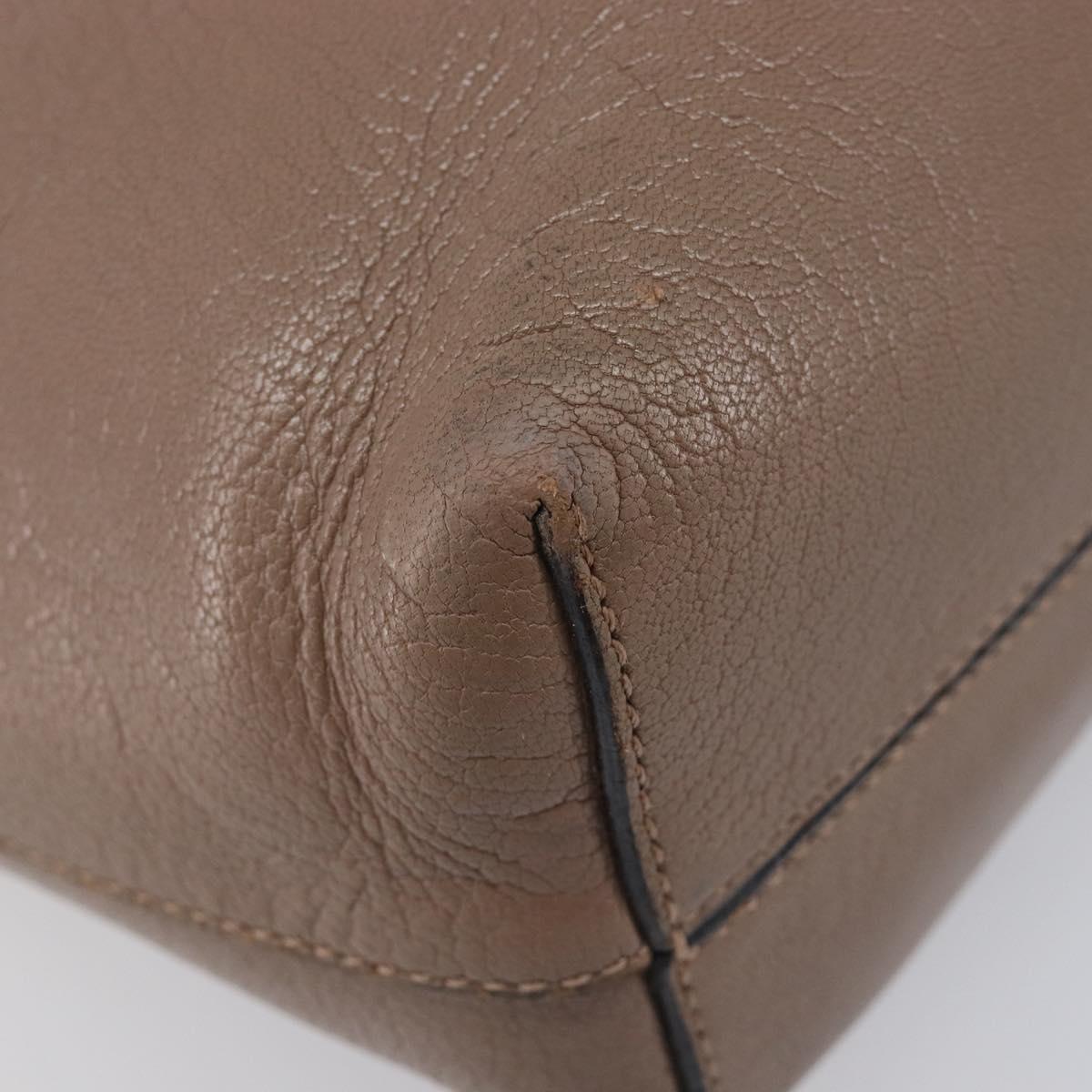 LOEWE Shoulder Bag Leather Beige Gold Tone Auth bs37066