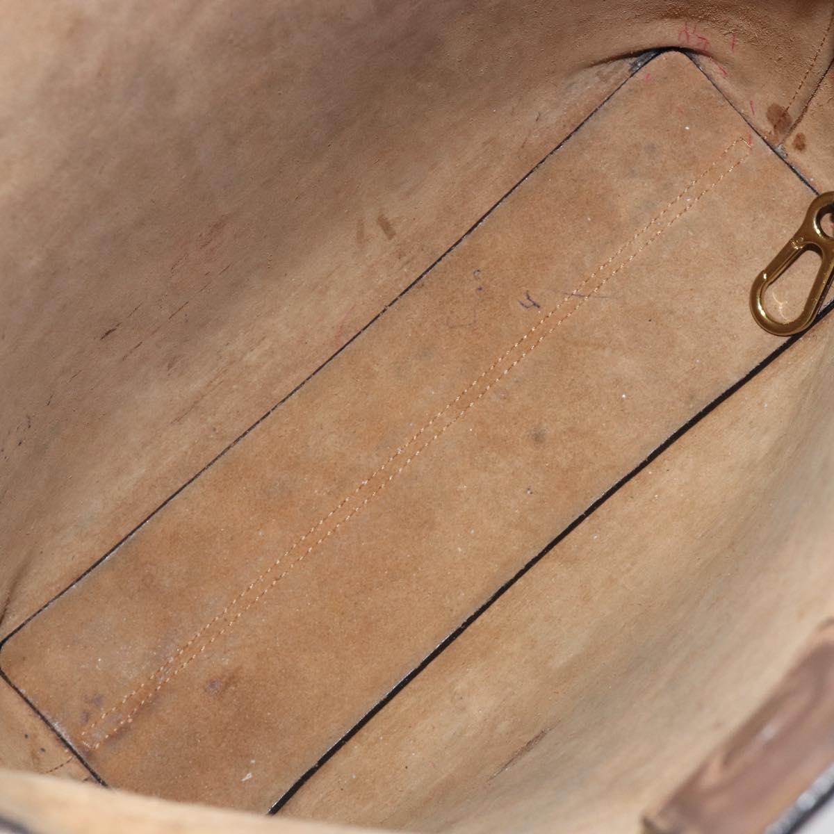 LOEWE Shoulder Bag Leather Beige Gold Tone Auth bs37066