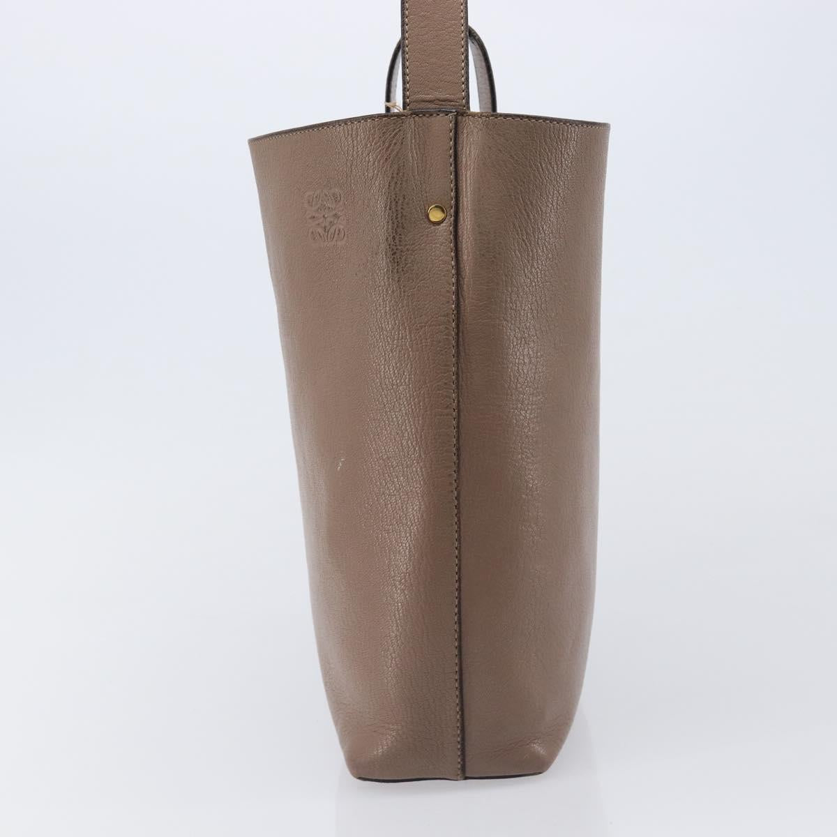 LOEWE Shoulder Bag Leather Beige Gold Tone Auth bs37066