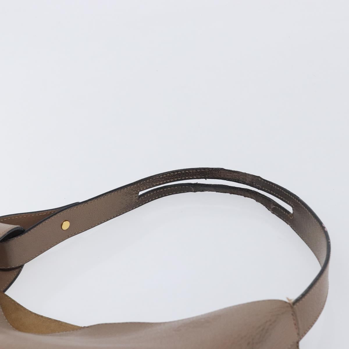 LOEWE Shoulder Bag Leather Beige Gold Tone Auth bs37066