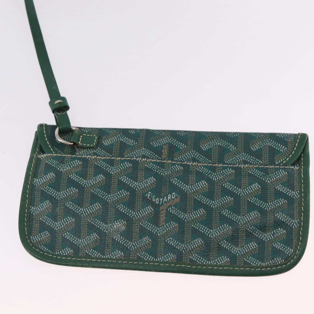 GOYARD Herringbone Saint Louis PM Tote Bag PVC Leather Green Auth bs37067