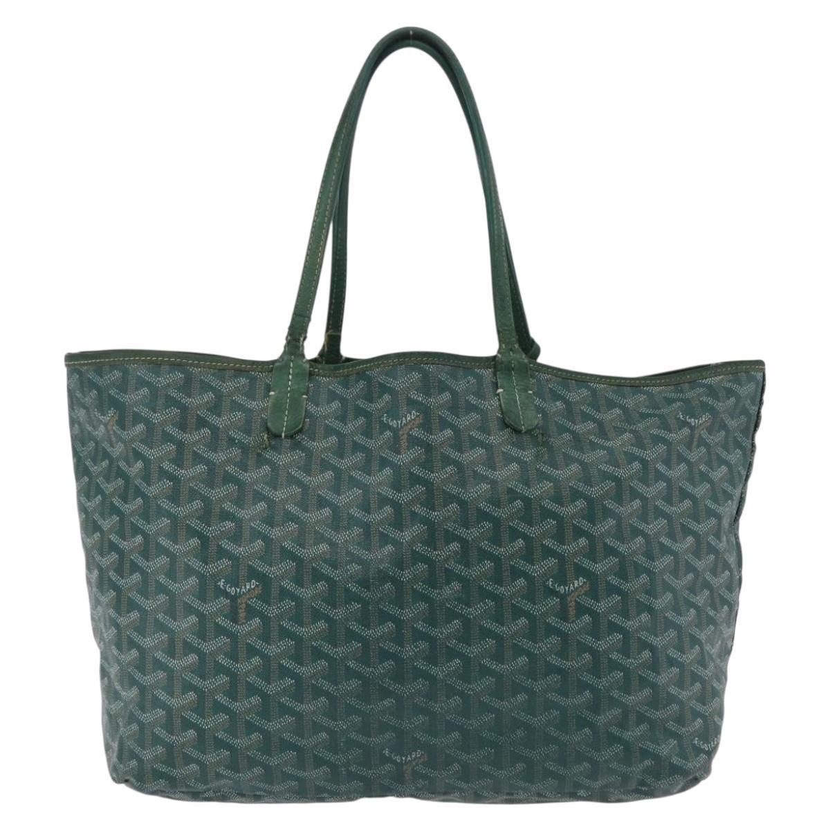 GOYARD Herringbone Saint Louis PM Tote Bag PVC Leather Green Auth bs37067