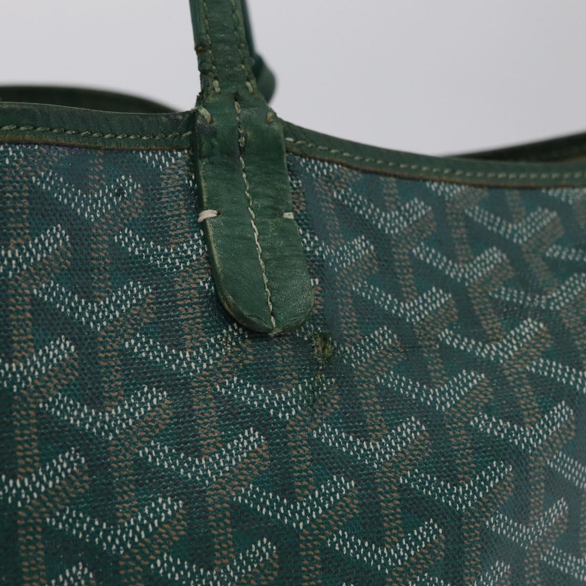 GOYARD Herringbone Saint Louis PM Tote Bag PVC Leather Green Auth bs37067