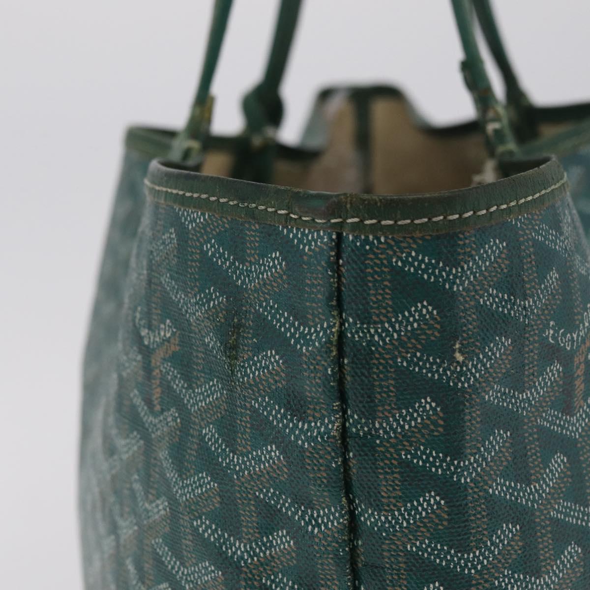 GOYARD Herringbone Saint Louis PM Tote Bag PVC Leather Green Auth bs37067