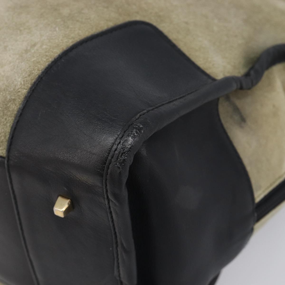 LOEWE Amazona 32 Hand Bag Suede Khaki Gold Tone Auth bs37068