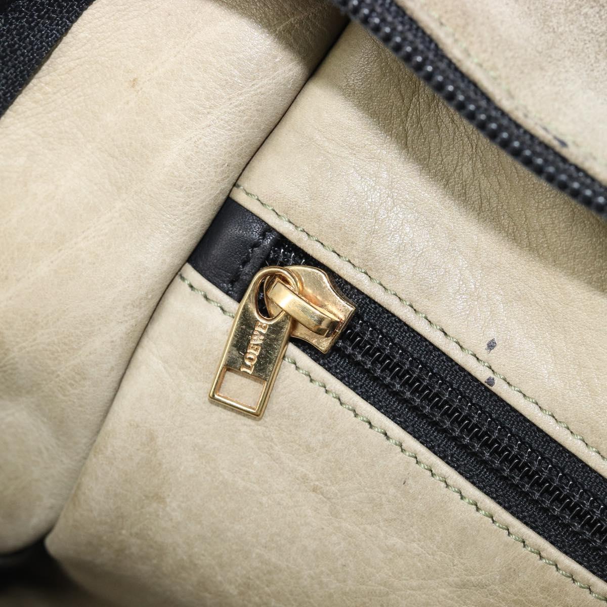 LOEWE Amazona 32 Hand Bag Suede Khaki Gold Tone Auth bs37068