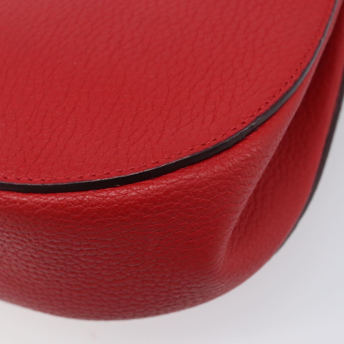 Chloe Drew Chain Shoulder Bag Leather Red Gold Tone Auth bs37070A