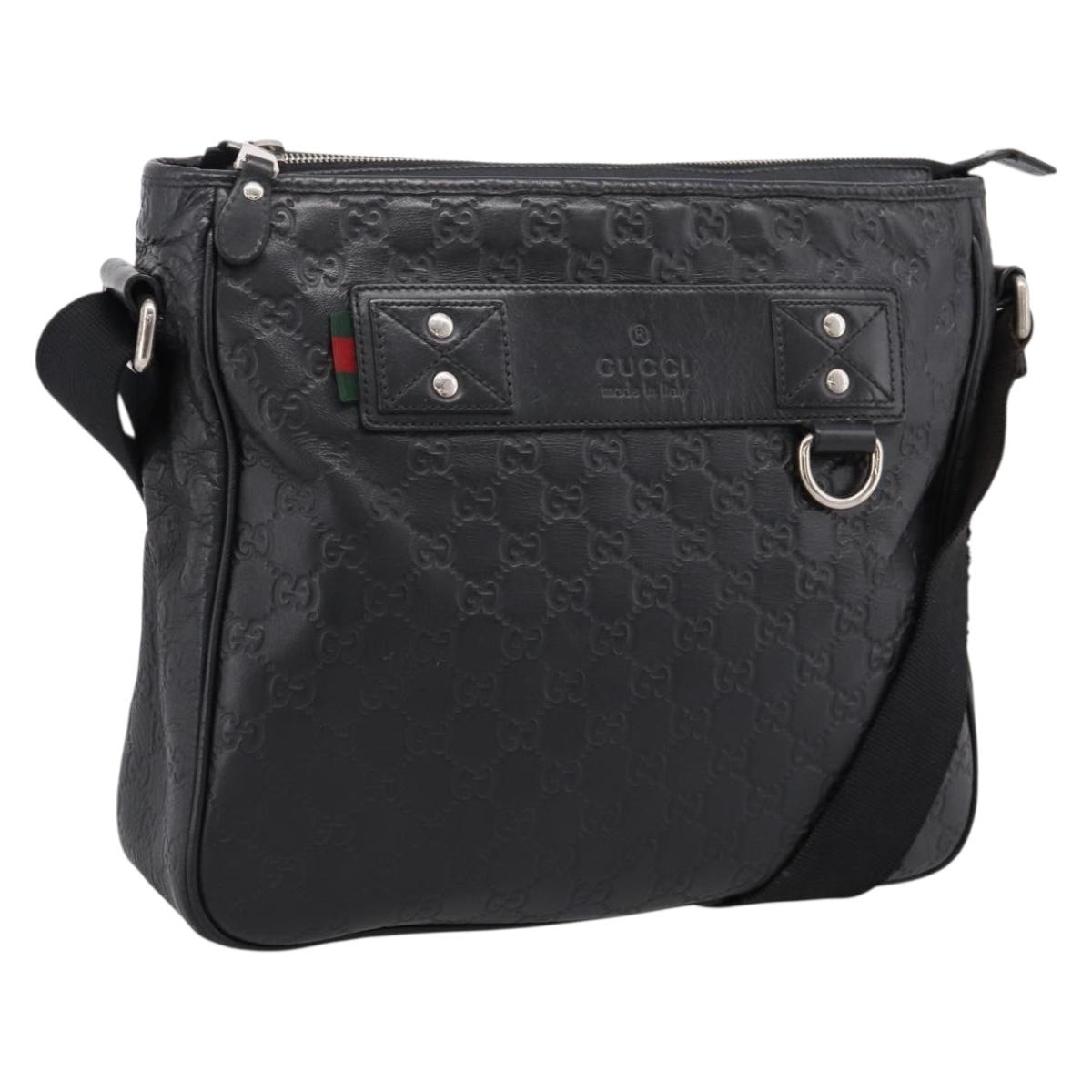 GUCCI GuccissimaGG Shoulder Bag Leather Black Silver 322080 Auth bs37071