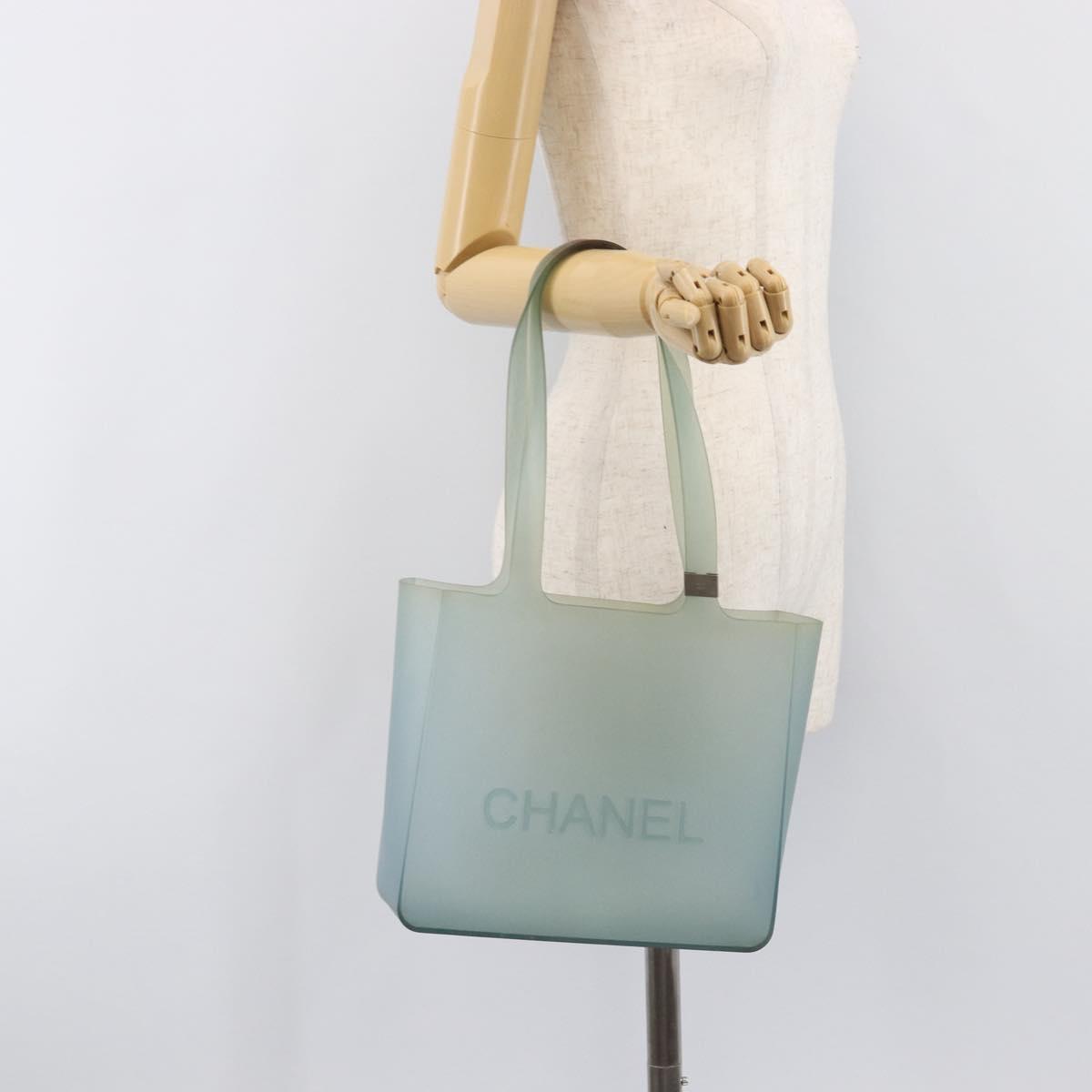 CHANEL Tote Bag Rubber Green Silver CC Auth bs37074