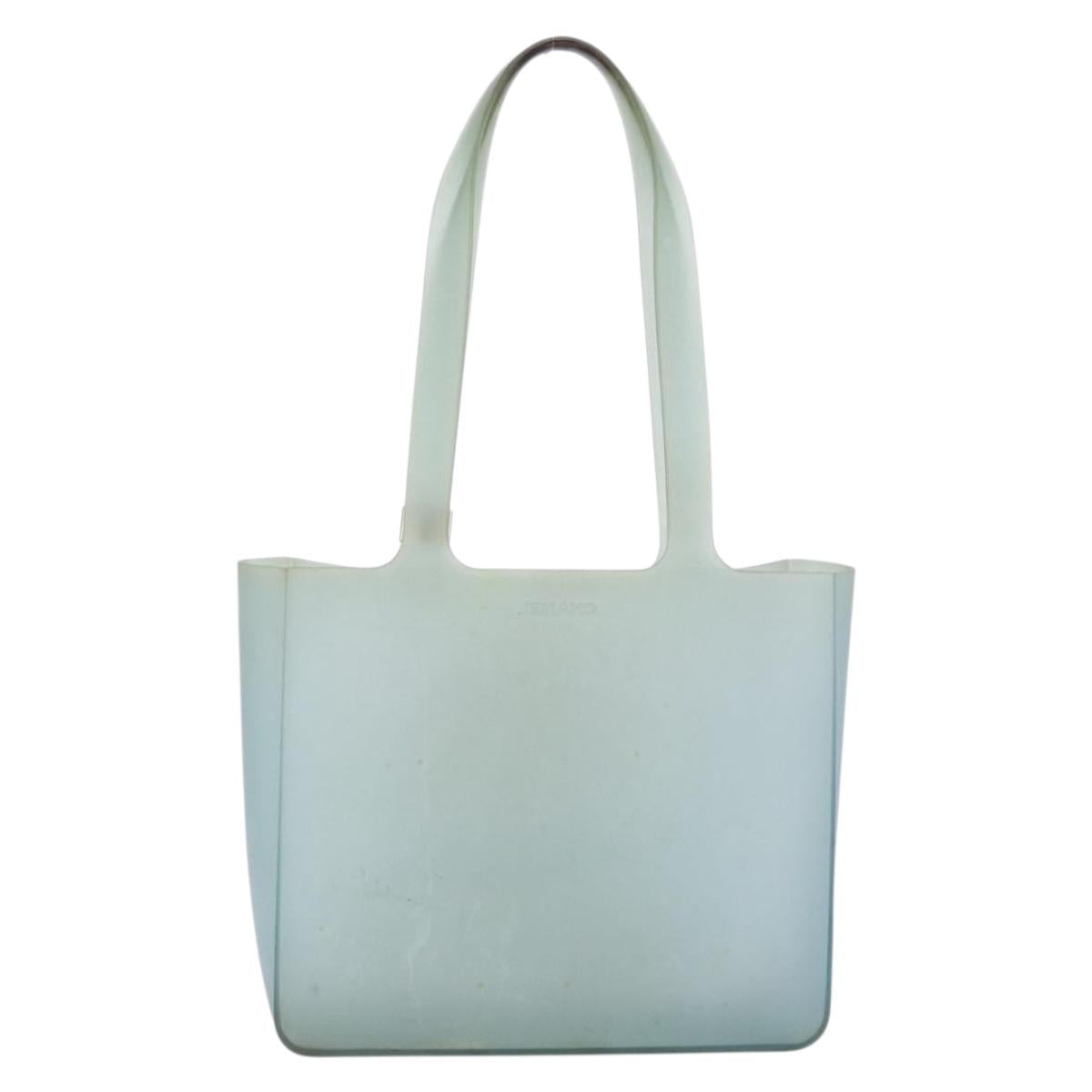 CHANEL Tote Bag Rubber Green Silver CC Auth bs37074