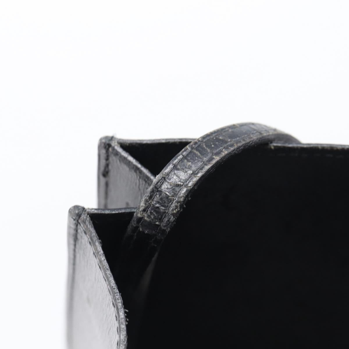 HERMES Omenitu Shoulder Bag Leather Black Auth bs37075