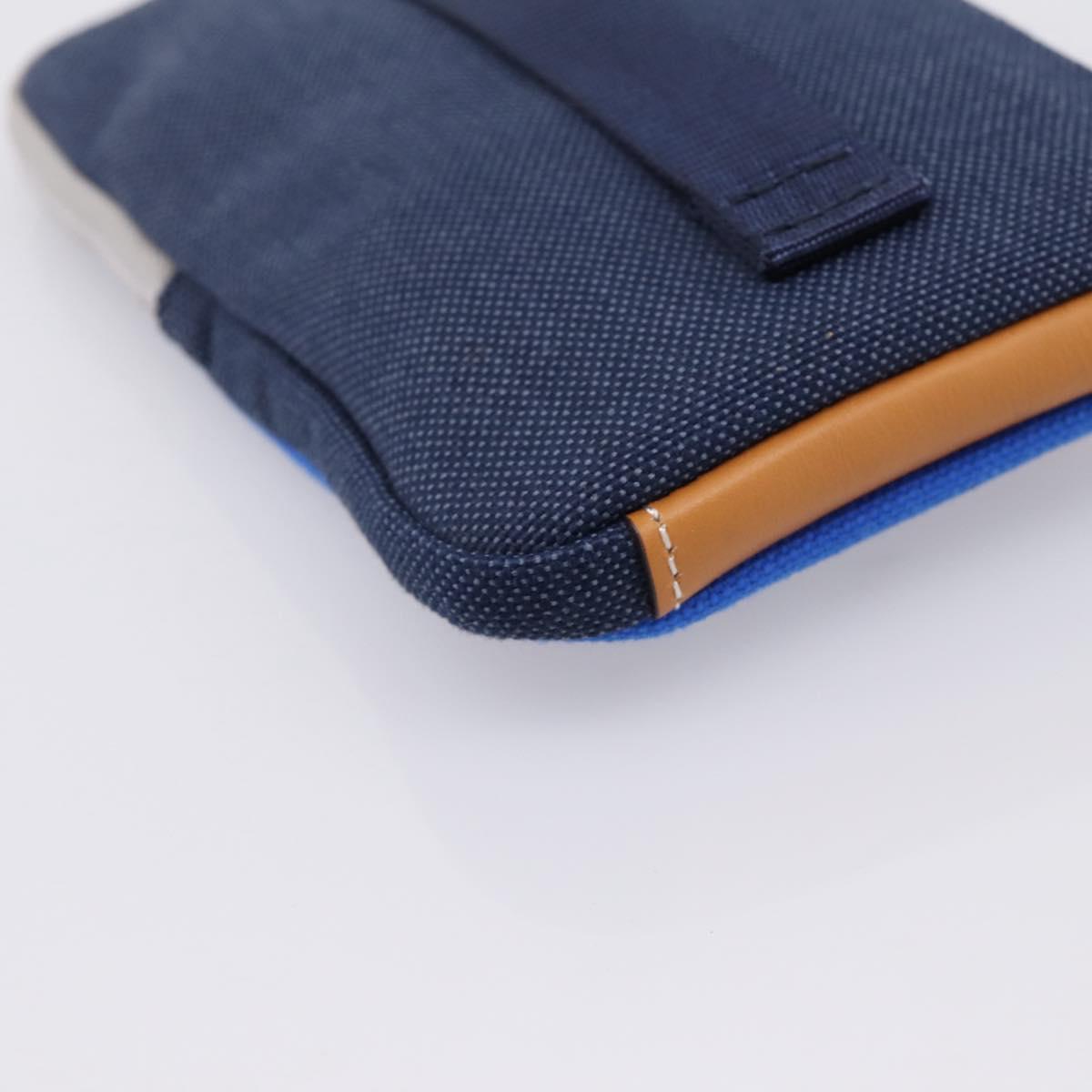 LOEWE Shoulder Pouch Canvas Blue Silver Auth bs37076V
