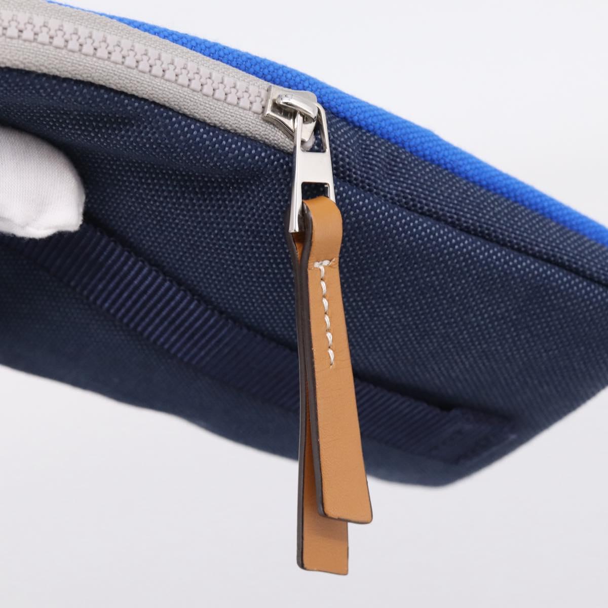 LOEWE Shoulder Pouch Canvas Blue Silver Auth bs37076V