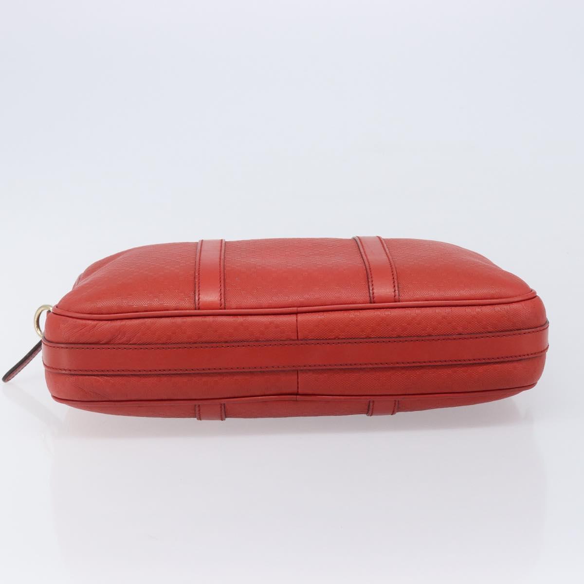 GUCCI Diamante Business Bag PVC Leather Red Gold Tone 344357 Auth bs37080