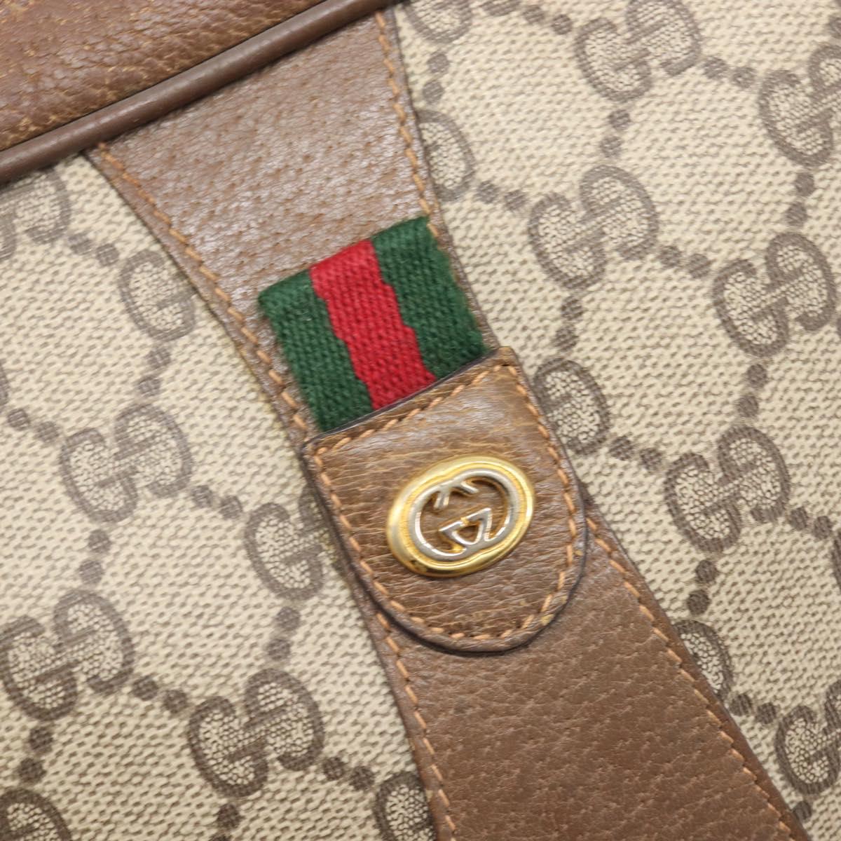GUCCI GG Supreme Web Sherry Line Clutch Bag PVC Beige 89 01 034 Auth bs37095